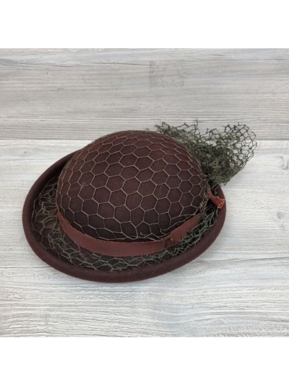 Vintage Belvedere brown wool netted hat rolled brim union label - Picture 4 of 12